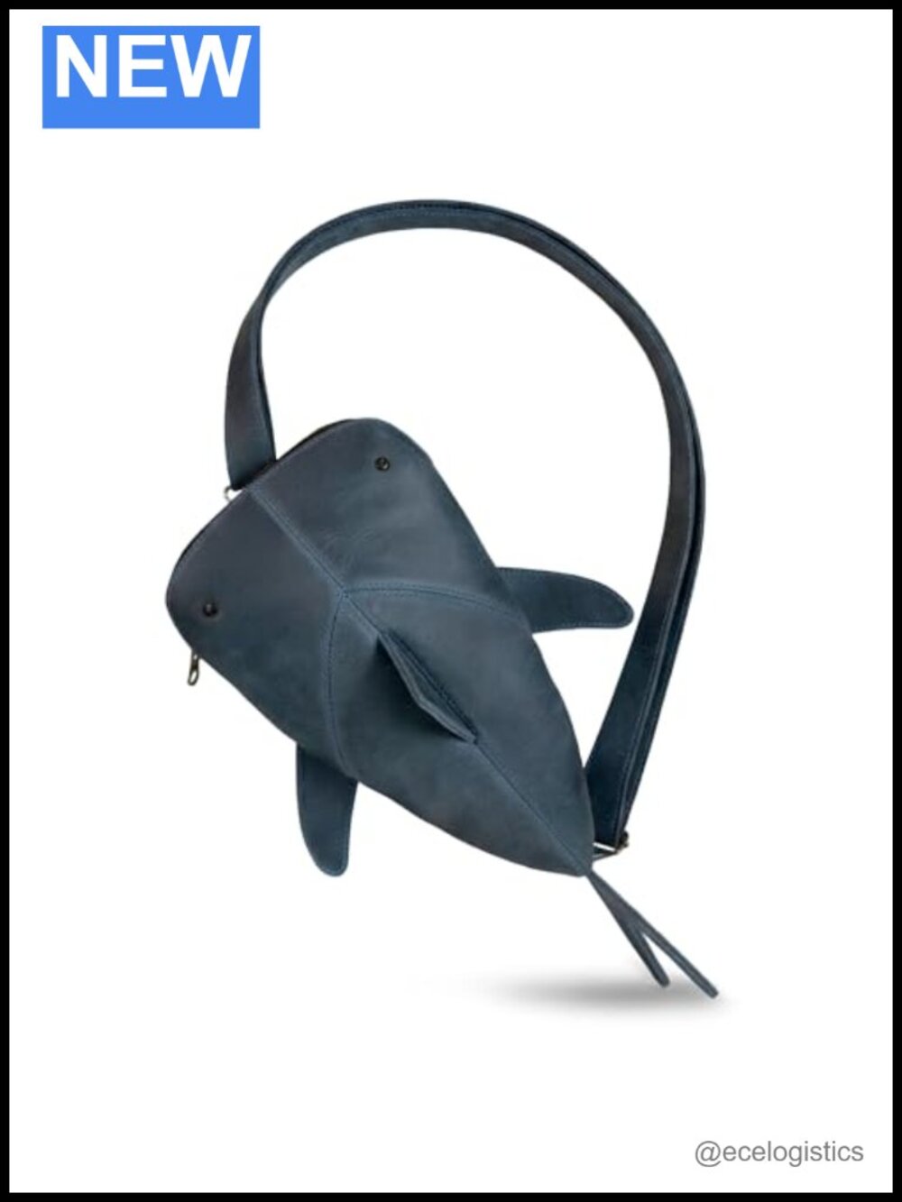 Full Grain Leather Shark Sling Bag Crossbody Adjustable Strap